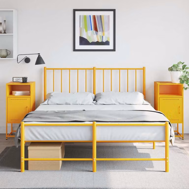 Set di 2 comodini vidaXL in metallo giallo senape stile industriale, L/P/H: 36 x 39 x 78 cm