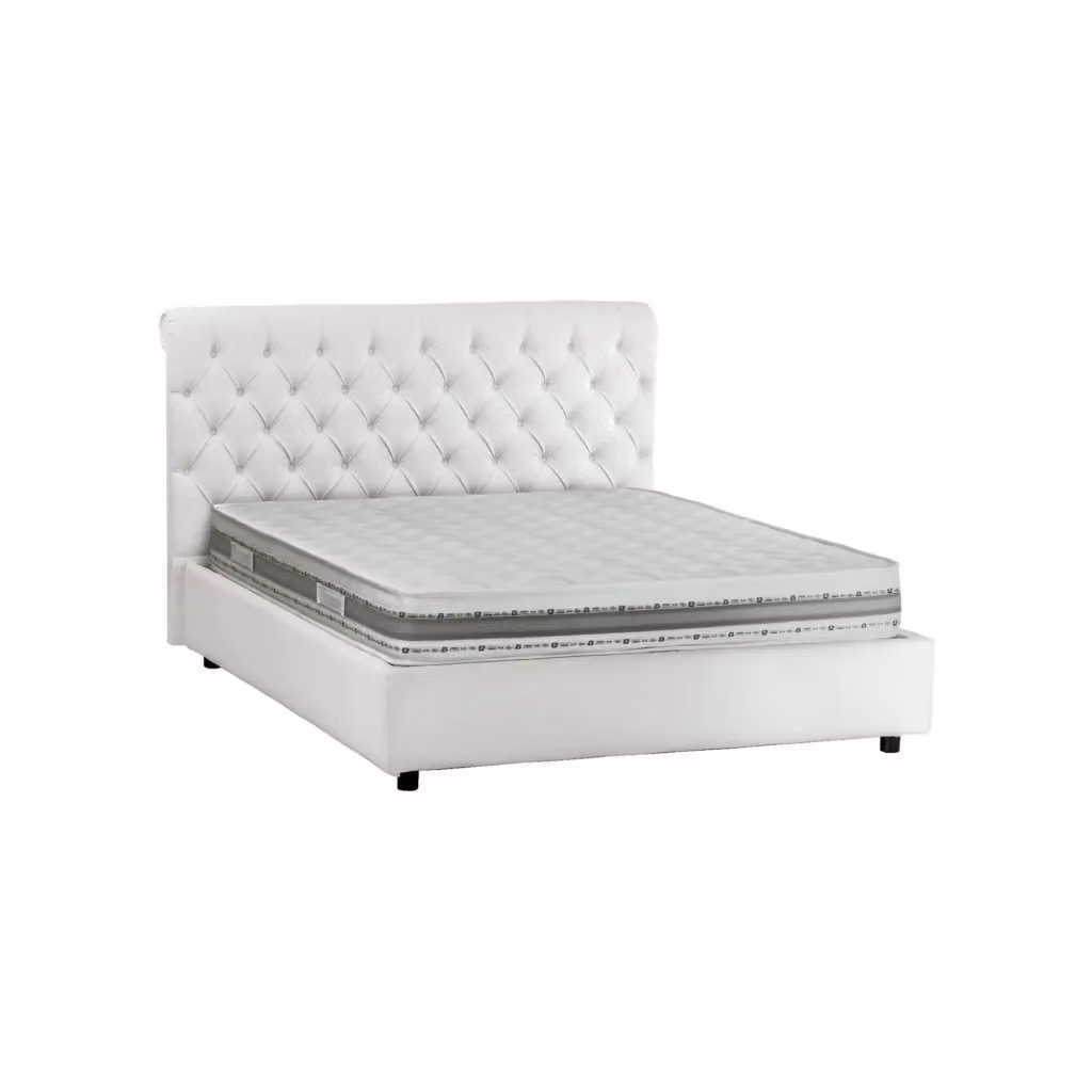 Letto matrimoniale contenitore Arnorld Talamo Italia con testata in ecopelle, Bianco, adatto a materasso 160x200 cm – 2