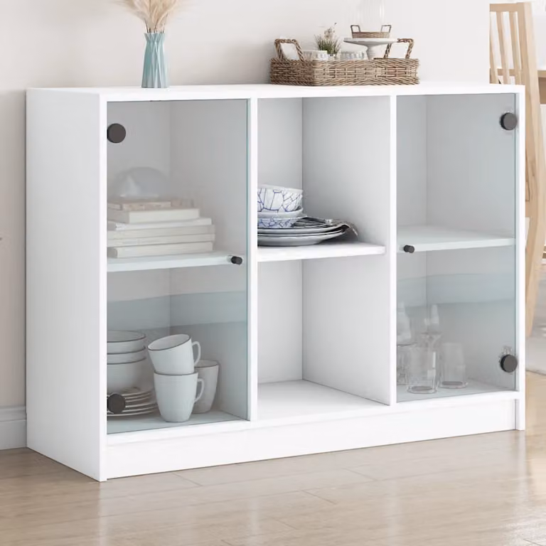Credenza moderna vidaXL bianca in MDF L: 102 cm, P: 37 cm, H: 75,5 cm