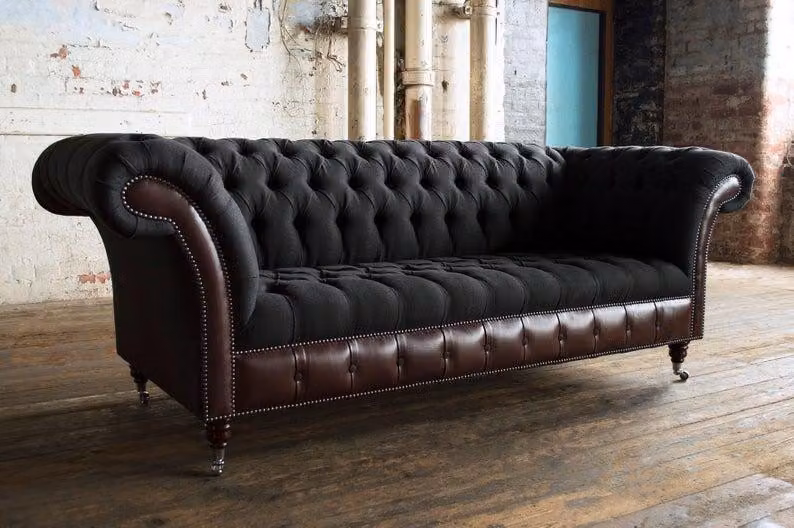 Klassische Luxus Barock Rokoko Sofa Couch Chesterfield Sofa Leder Couch