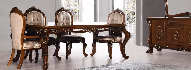 Esszimmerstuhl Stuhl Möbel Holz Luxus Esszimmer Ess Stoff Stil Barock Stühle