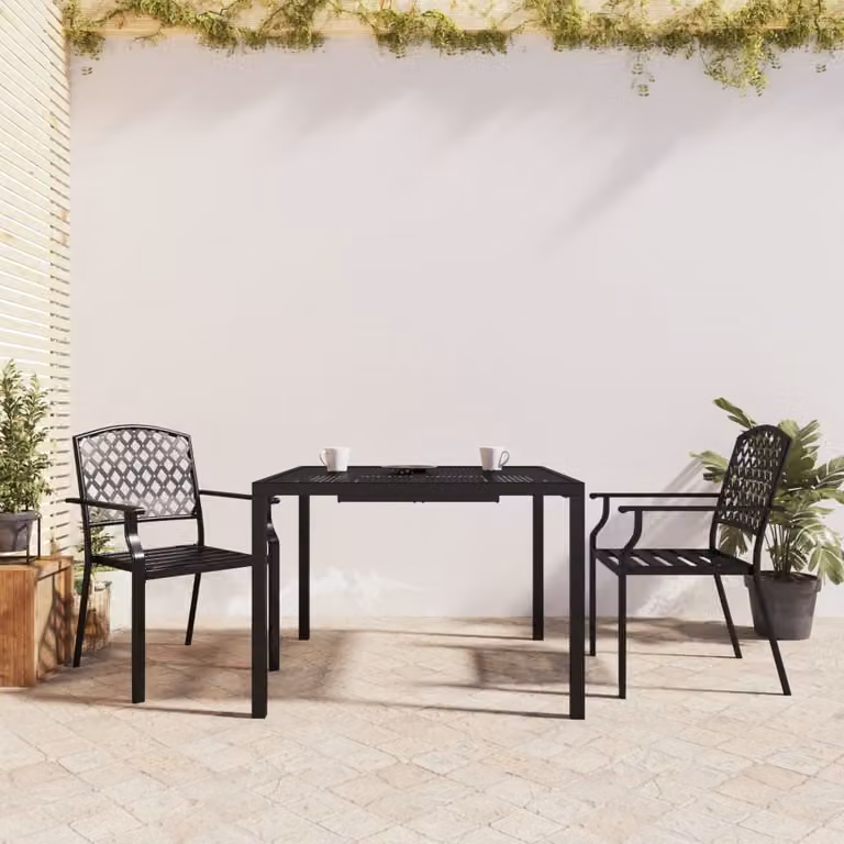 The Living Store Set da pranzo da giardino 3 pezzi in acciaio antracite