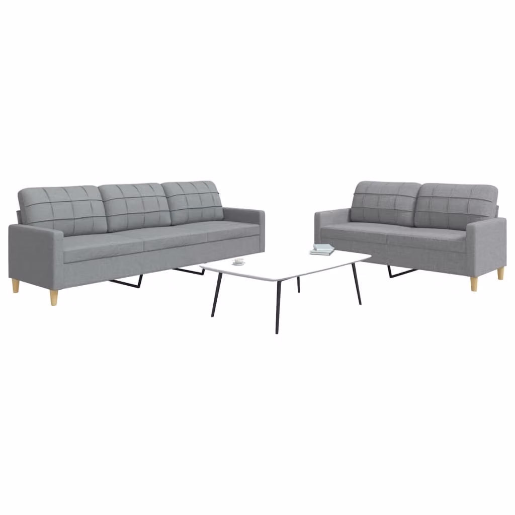 Maison Exclusive - Set divano a 2 posti in tessuto grigio chiaro
