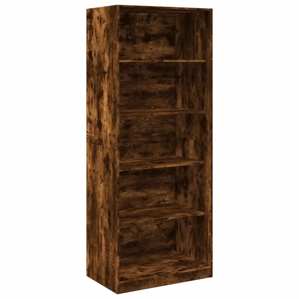Armadio vidaXL in Rovere Fumo con ripiani interni e ante aperte, L: 80 cm, P: 50 cm, H: 200 cm – 2