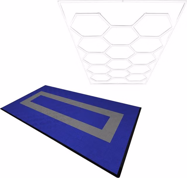Set di Piastrelle Esagonali LED Monster Shop per Garage e Home Office in Plastica, Colore Bianco e Blu