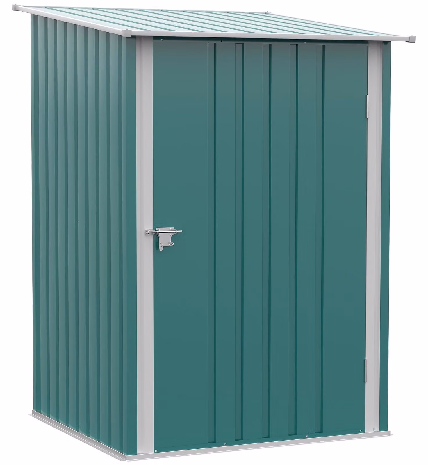 Capanno per attrezzi in metallo con tetto a falda unica | Colore: Verde | Dimensioni: 103x100x160 cm