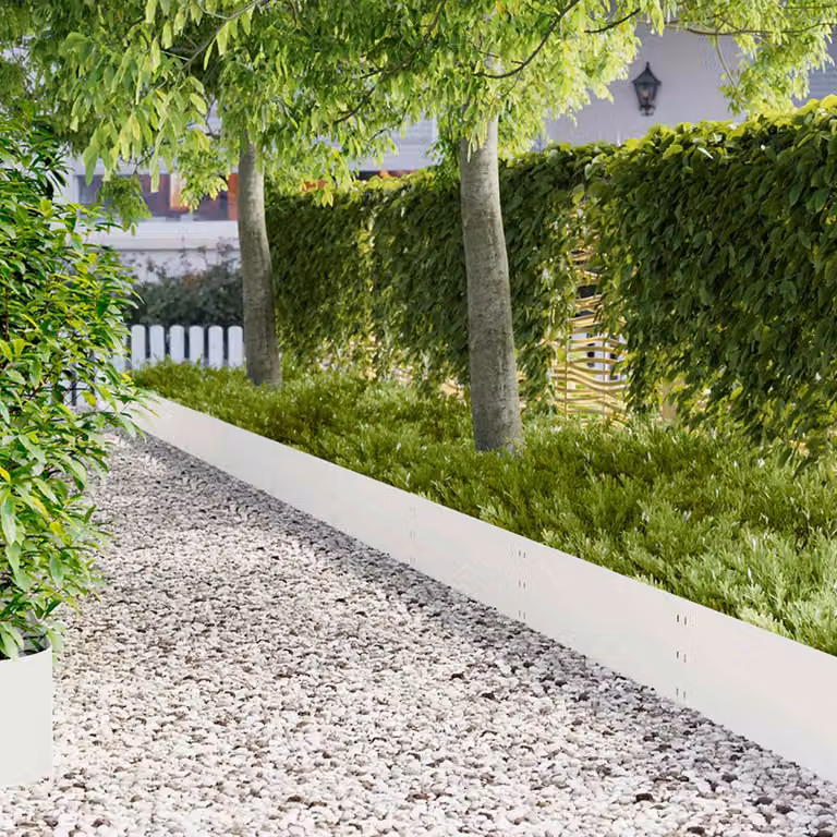 Set di 20 bordure per prato vidaXL in acciaio bianco, 100 x 30 cm