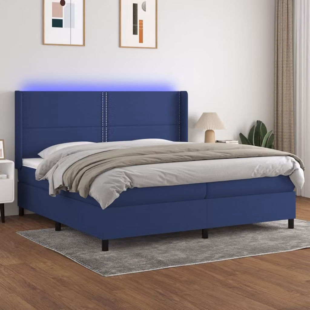 Letto a molle vidaXL con illuminazione LED e porta USB in tessuto, L/P: 200 x 200 cm – 1