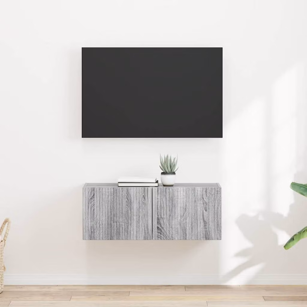 Set di 2 Mobile TV da parete vidaXL in legno ingegnerizzato Grigio Sonoma, design moderno per il tuo soggiorno