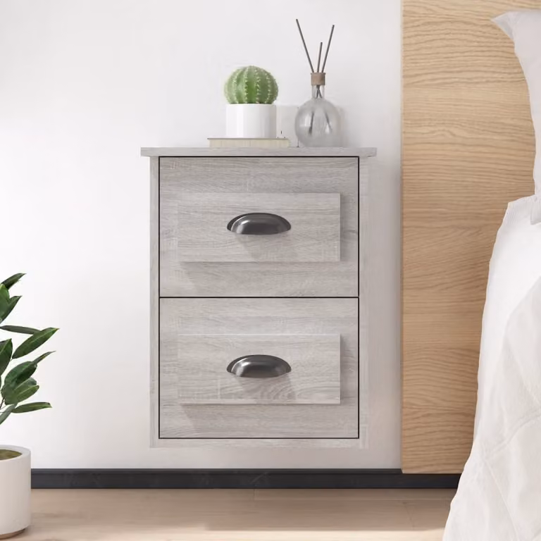 Comodino a parete vidaXL moderno in legno Grigio Sonoma L: 41,5 cm, P: 36 cm, H: 53 cm