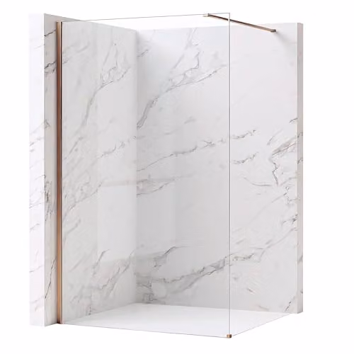 Rea - Parete Doccia Flexi Transparent 90 Vetro Trasparente Da 8 Mm, Rame Spazzolato, Walk-In 120X90X195Cm