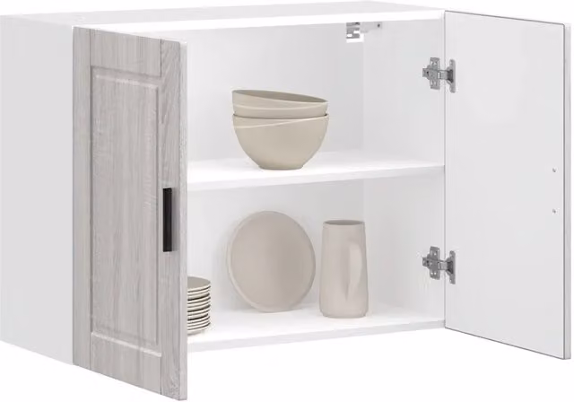Pensile da cucina Design Mania moderno in legno MDF grigio e bianco con ante a battente L: 80 cm, H: 60 cm, P: 31 cm