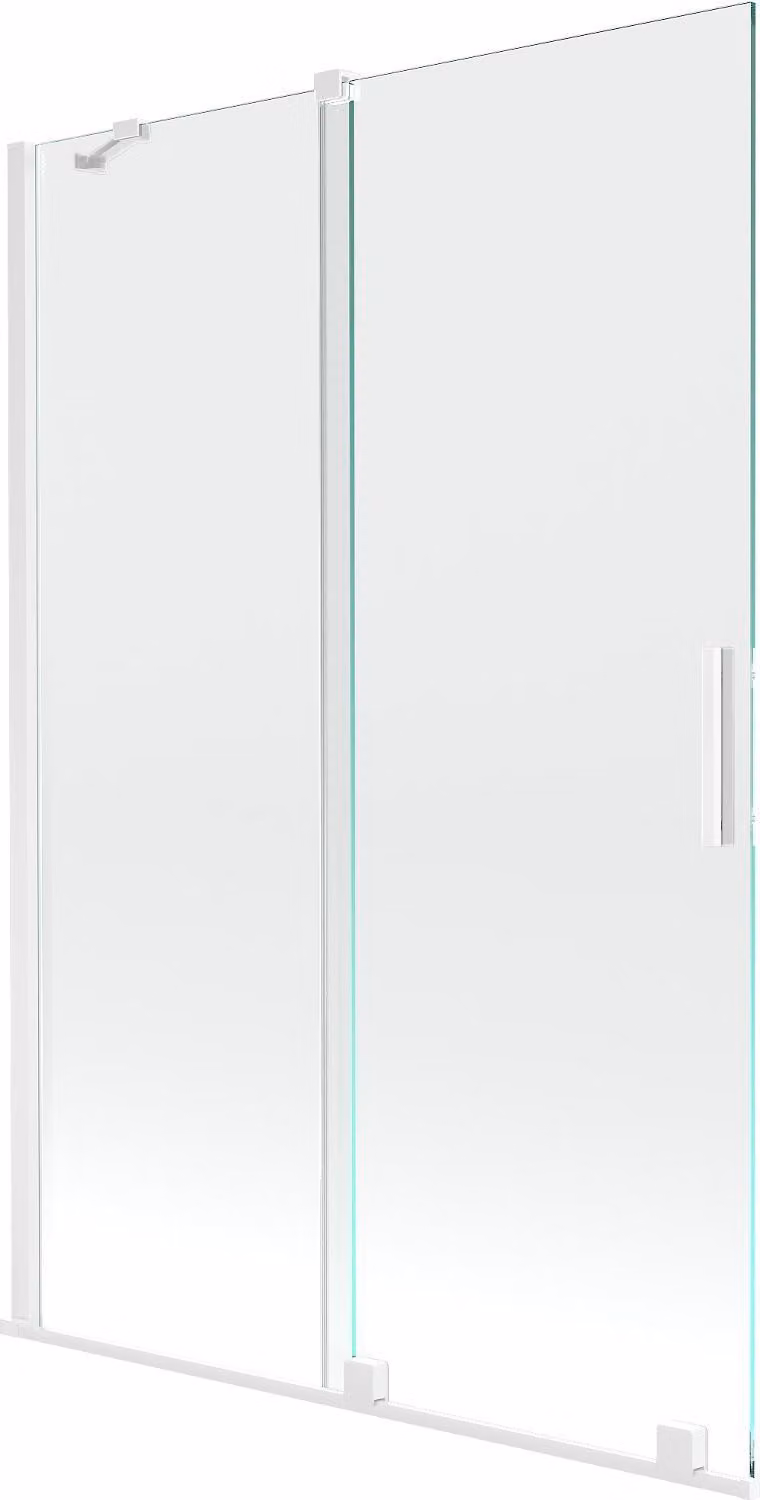 Mexen Velar paratia da vasca da bagno a 2 ante scorrevoli 120 x 150 cm, trasparente, bianco - 896-120-000-01-20