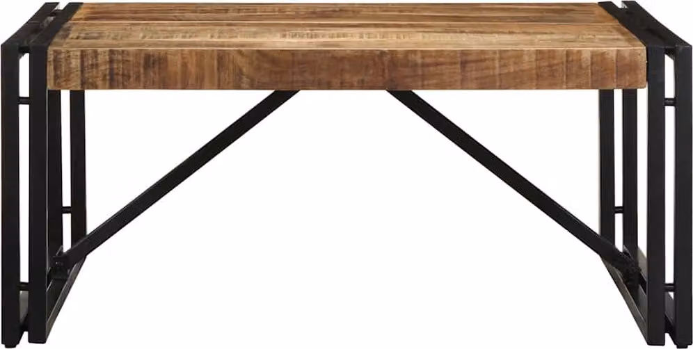 Tavolino 80x80x35 cm in Legno Massello di Mango Grezzo