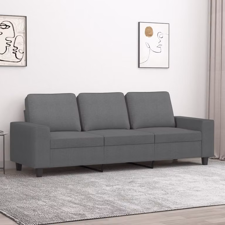vidaXL Divano a 3 Posti Moderno in Tessuto Grigio con Struttura in Metallo per il tuo Soggiorno L: 214 cm, P: 80 cm, H: 77 cm