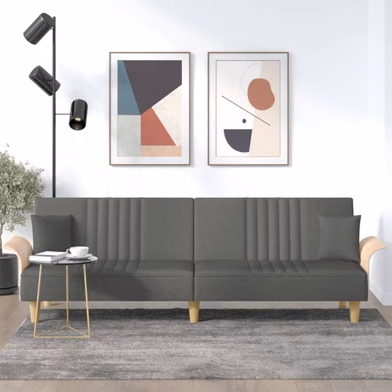 vidaXL Divano Letto Click-Clack Moderno in Tessuto Grigio con Cuscini e Poggiatesta Regolabile