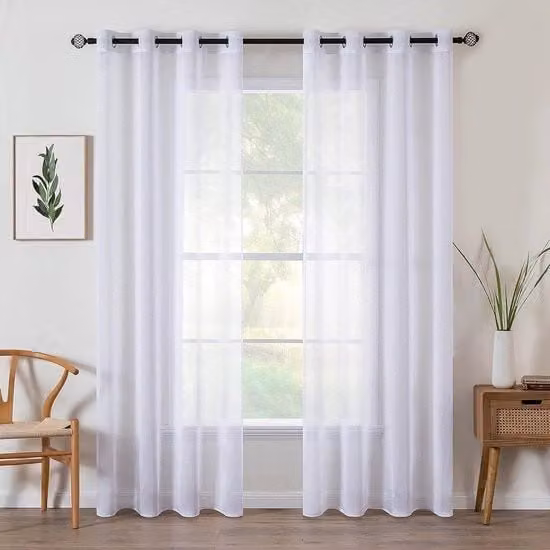 Voile trasparente per tende con anelli morbidi per camera da letto e soggiorno - 2 pannelli 140 x 240 cm bianco