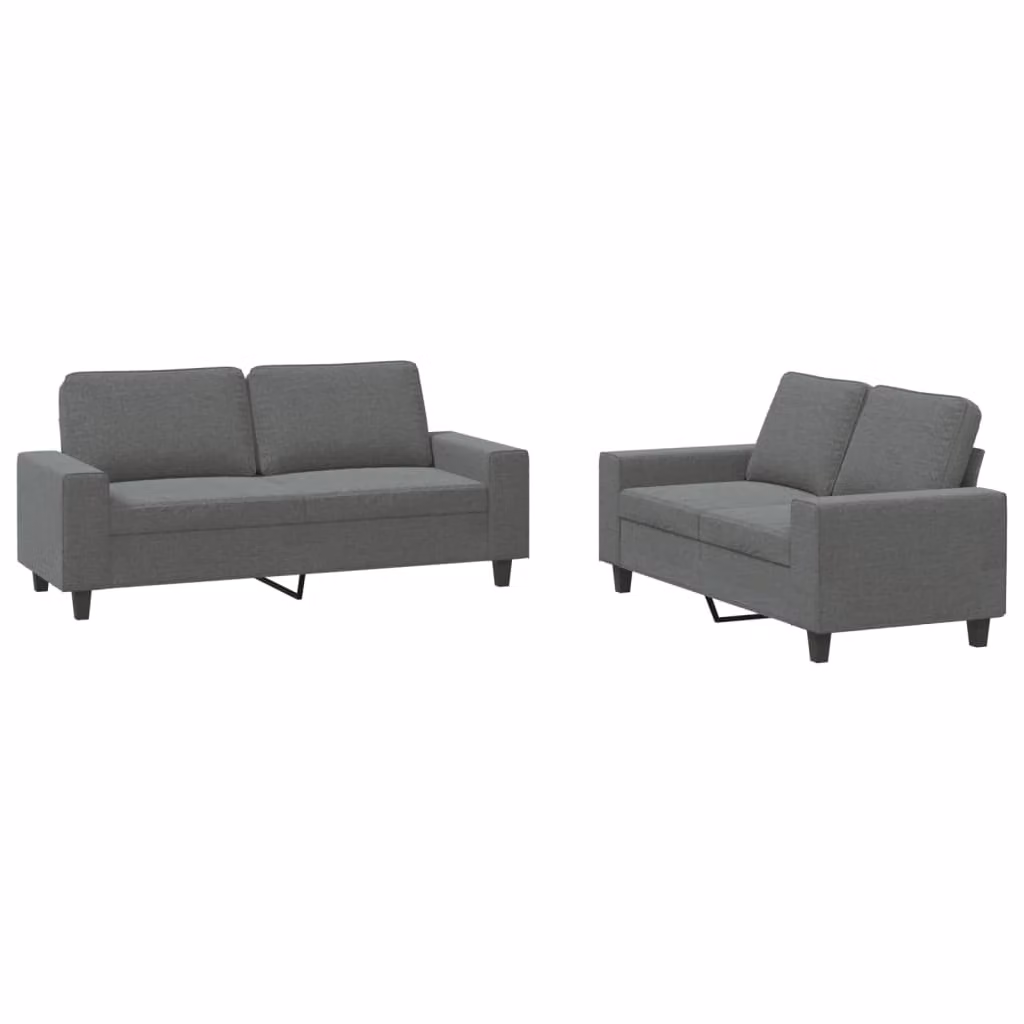 Set di Divani 2 pz Grigio Scuro in Tessuto