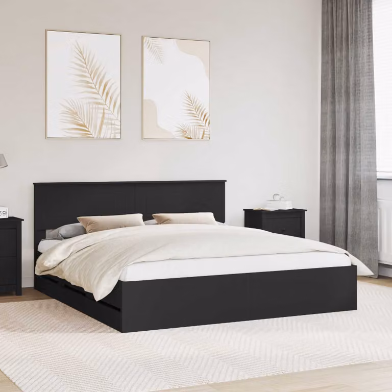 vidaXL Struttura del letto moderna con cassetti in legno ingegnerizzato nero 200 x 200 cm