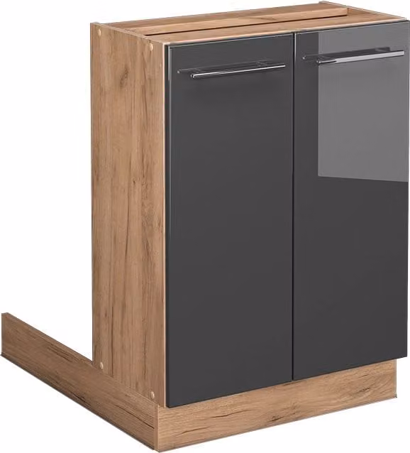 Isola cucina Vicco Fame-Line Antracite lucido e Rovere dorato L: 60 cm senza piano di lavoro – 1