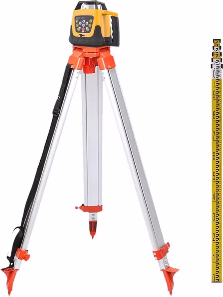Laser a croce Roterende con treppiede di grandi dimensioni - Livella laser autolivellante a 360° - Livella telescopica da 100-165 cm - Laser per costruzioni e acqua