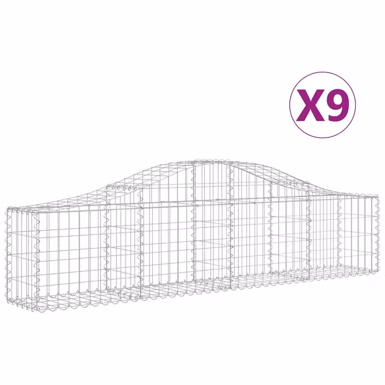 Cesti Gabbioni ad Arco 9 pz 200x30x40/60 cm Ferro Zincato