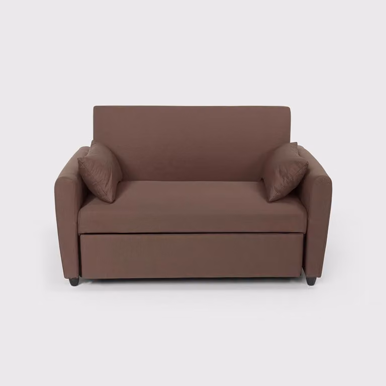 Divano letto a 2 posti allungabile Porto Rico, design moderno in tessuto - marrone