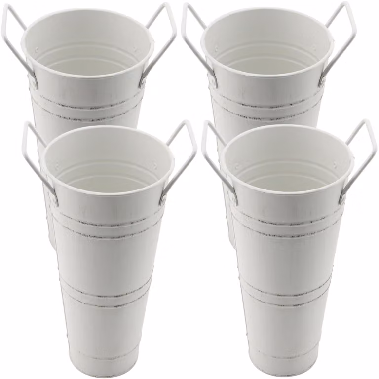 Omgoods - Set di 4 vasi in metallo zincato, diametro 23 cm