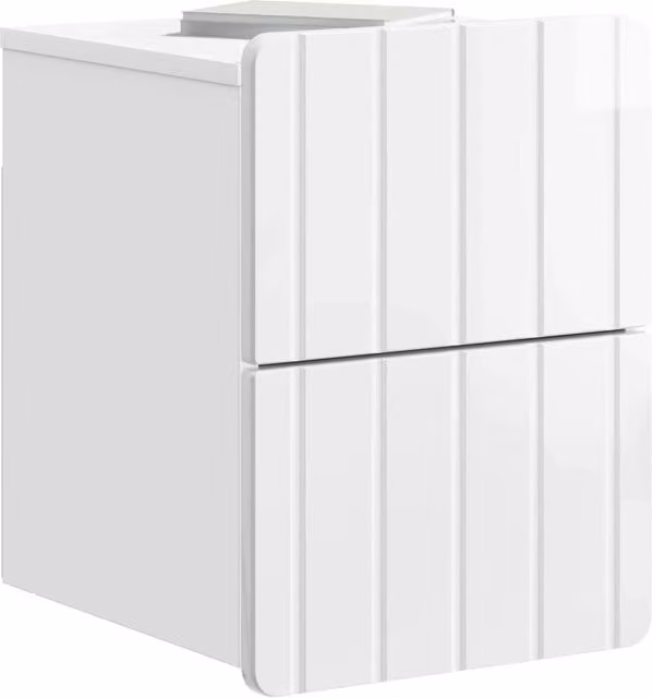 Set di 2 Comodini | Armadio da Notte | Mobiletto da notte a muro Bianco Lucido 33 x 34,5 x 43 cm