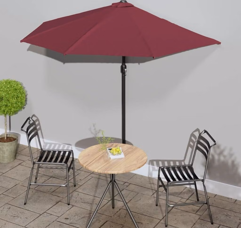 Maison Exclusive - Parasole per balcone, palo in alluminio, colore bordeaux, dimensioni 270x144x222 cm, forma semicircolare