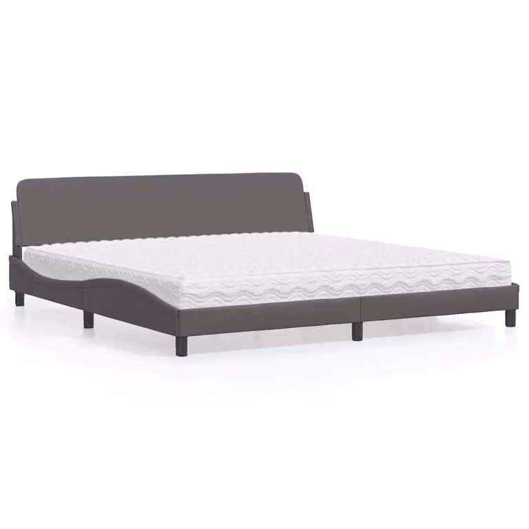 Letto con Materasso Dover vidaXL Grigio in Similpelle L/P: 200 x 200 cm
