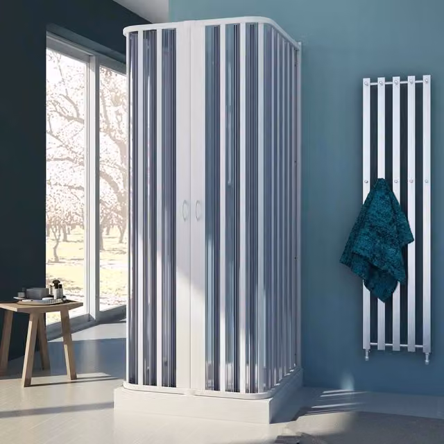 Box Doccia 3 Lati Modello Nova FORTE in PVC Trasparente Bianco L 120 cm x P 70 cm x H 185 cm
