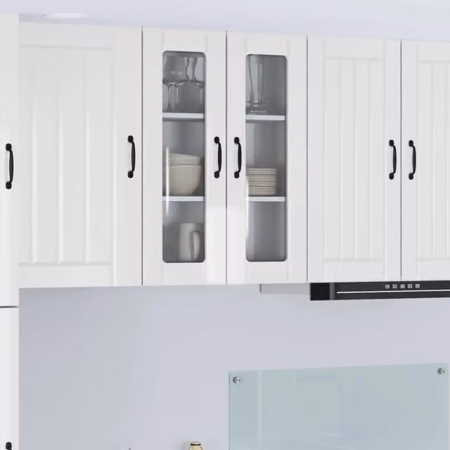 Armadio da cucina a muro vidaXL Bianco Lucido con ante scorrevoli in vetro L: 60 cm, P: 31 cm, H: 80 cm