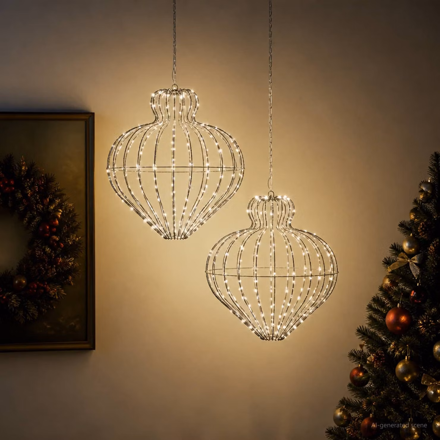 vidaXL Luce a punta di Natale 2 pz 384 LED Bianco freddo Ø 45 x 40 cm
