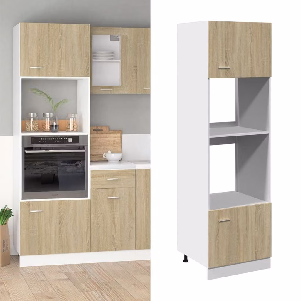 Mobile per microonde Lyon vidaXL in legno marrone L: 60 cm, P: 57 cm, H: 207 cm