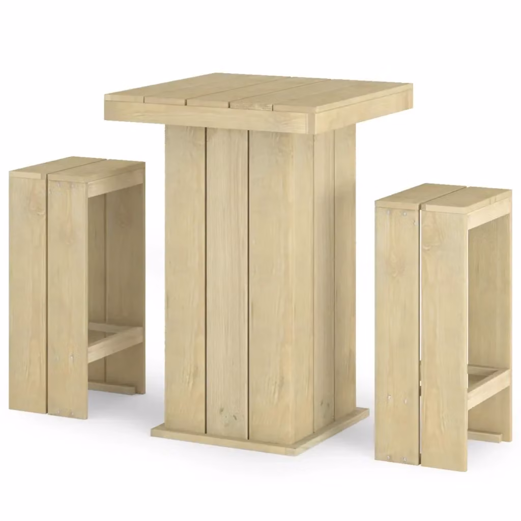 Set Bistrò da Giardino vidaXL in Legno di Pino Impregnato, 3 Pezzi, Verde e Beige – 2
