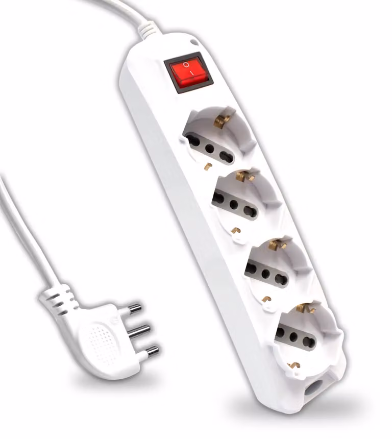 Ciabatta multipresa V-TAC con interruttore e cavo da 1,5 metri, 4 prese da 10/16