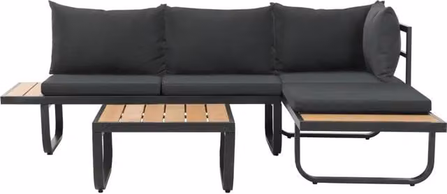 Set Divano da Giardino 2 pz ad Angolo Cuscini in Alluminio WPC 44704