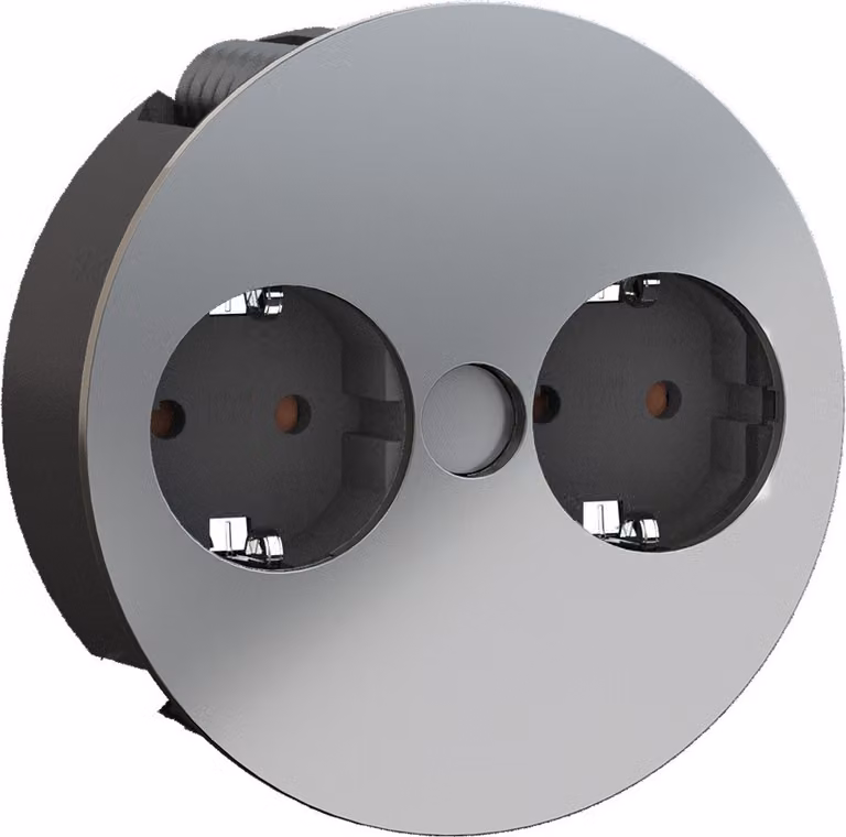 BACHMANN TWIST 2x Schutzkontakt, Aderendhülsen, Schutzkontaktmontagestecker, crom, 2 m