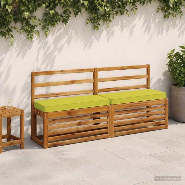 Set di 2 cuscini per panchina vidaXL VUGHT in poliestere verde con rivestimento rimovibile e resistente ai raggi UV