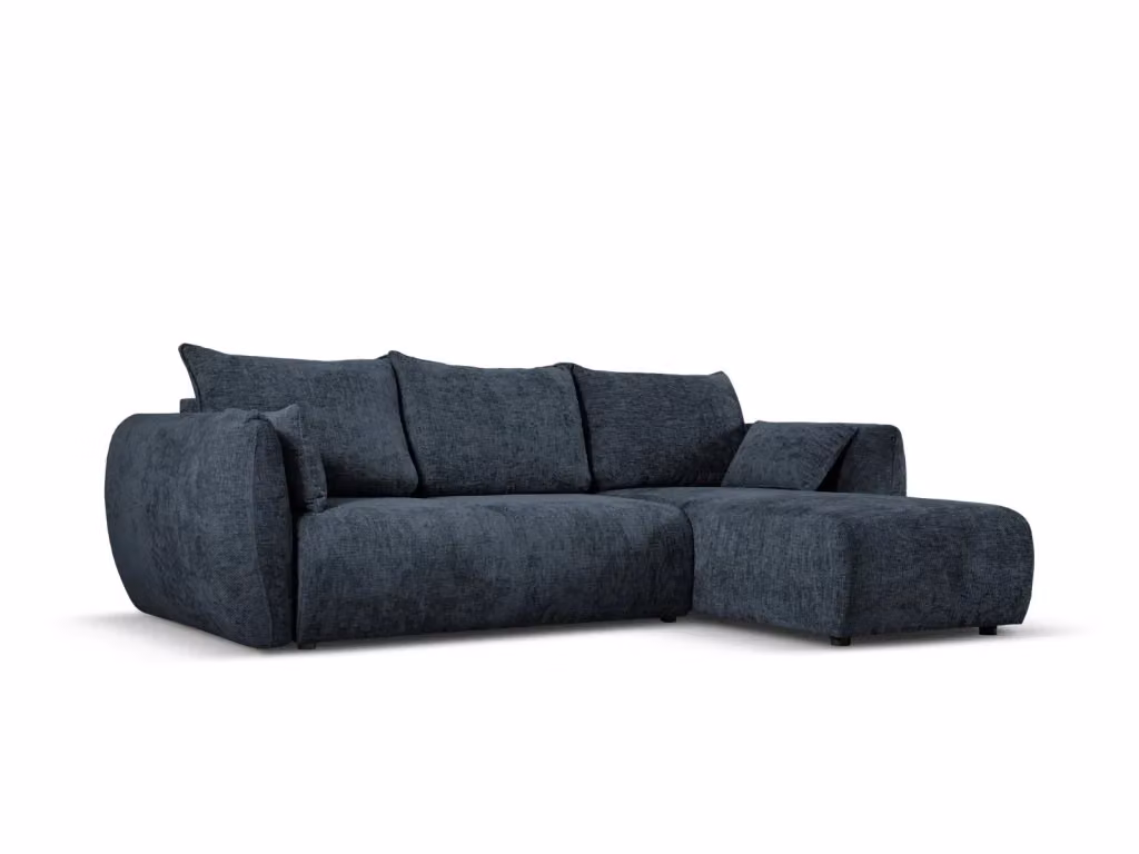 Divano convertibile angolare destro Matera di Cosmopolitan Design con contenitore, 4 posti, blu, L/P/H: 253 x 174 x 86 cm – 2