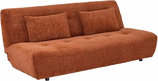 Divano letto convertibile in tessuto ciniglia, 3 posti, terracotta