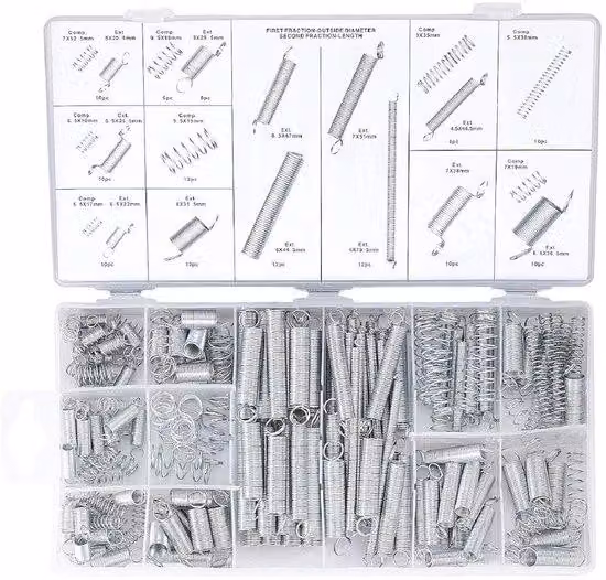 Set di molle in acciaio, 200 pezzi. Acciaio inossidabile Compression