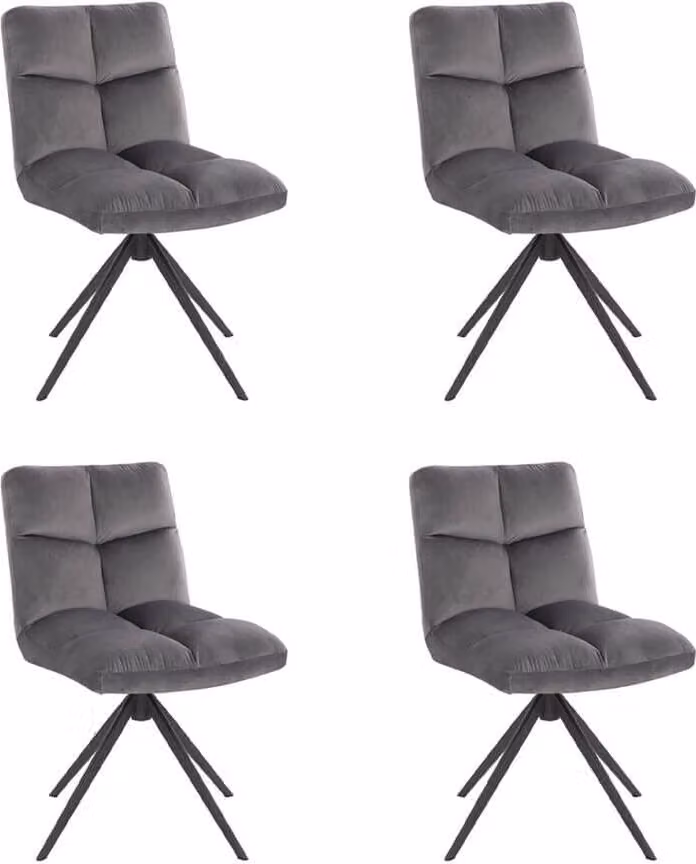 Home Deluxe - Sedia da sala da pranzo NODA set di 4 - Colore: grigio chiaro - girevole a 360 gradi, imbottitura morbida, carico massimo 120 kg I Sedia da cucina Sedie da pranzo Sedie da sala da pranzo