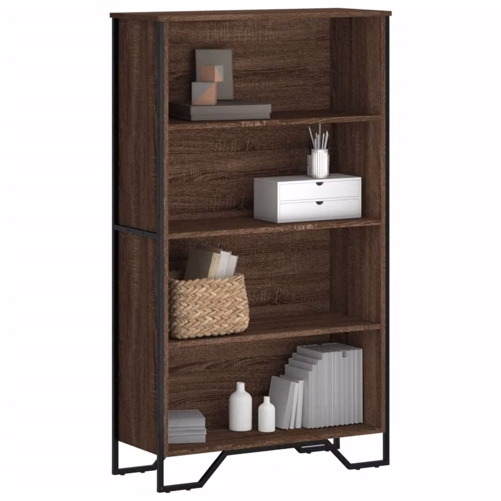 Libreria moderna vidaXL in legno e metallo, colore marrone, L 80 cm x P 31 cm x H 137,5 cm