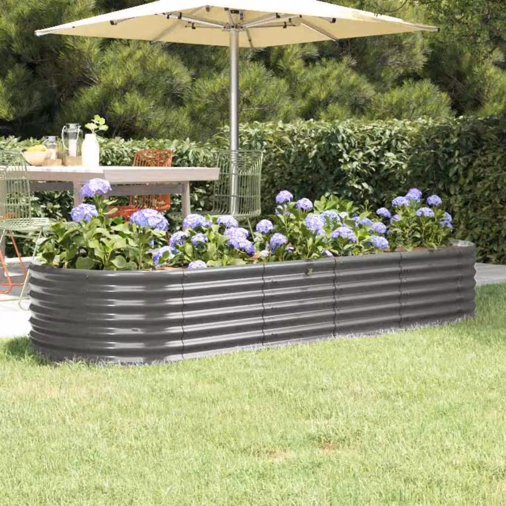 Letto da giardino rialzato vidaXL in acciaio zincato grigio L: 224 cm, P: 80 cm, H: 36 cm