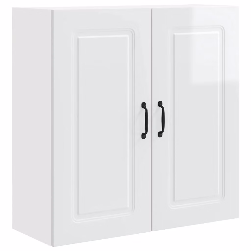Mobile a parete moderno vidaXL bianco lucido con ante a battente in MDF