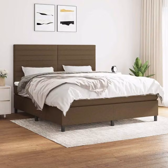 Letto Ibrido con Giroletto a Molle e Materasso vidaXL, Marrone e Bianco, L/P/H: 180 x 200 x 128 cm