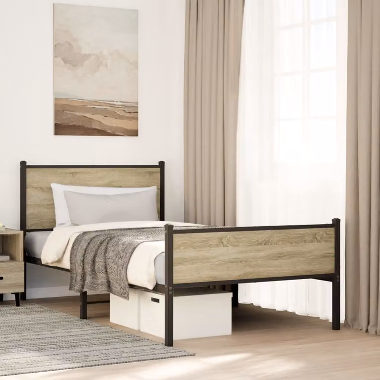vidaXL Giroletto in Metallo Rovere Sonoma Marrone L: 107 cm, P: 203 cm