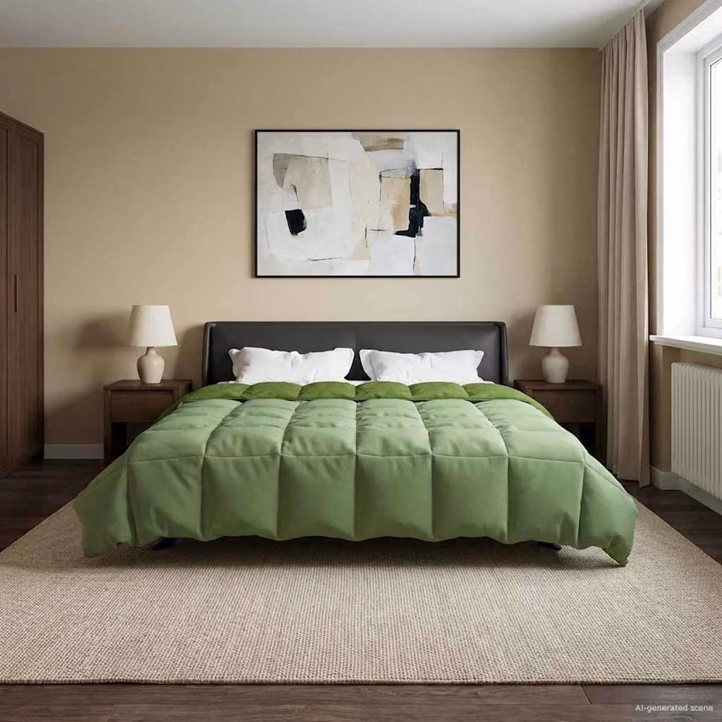 Piumino estivo traspirante e reversibile vidaXL in microfibra verde L/P: 200 x 220 cm